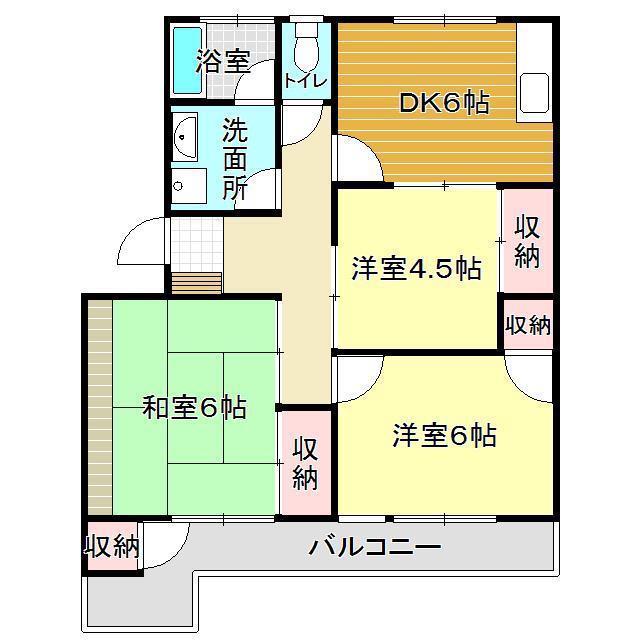 かみのマンション(3DK/4階)の間取り写真