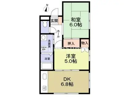 ベルンハイム(2DK/2階)の間取り写真