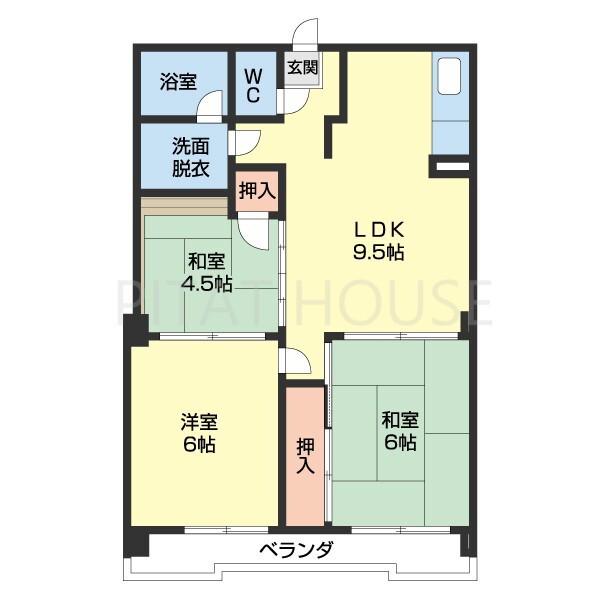 ヤマイチPLAZA黒田(3LDK/3階)の間取り写真