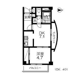 ロイヤルヒルズ柳生II(1DK/4階)の間取り写真