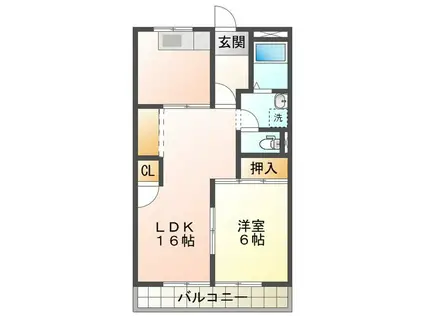 ダイアナポリス桜橋(1LDK/1階)の間取り写真