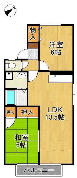 オーク高須B(2LDK/2階)の間取り写真