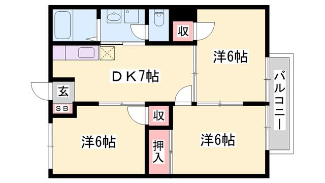 ハイツフォレスト(3DK/1階)の間取り写真