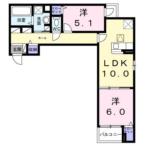 エアリーV(2LDK/1階)の間取り写真