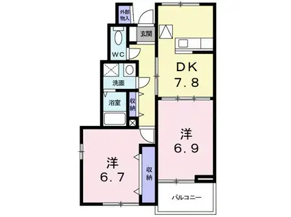 コーポくるみ(2DK/1階)の間取り写真