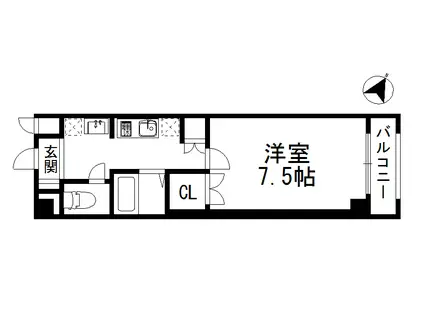 ララソル芦屋(ワンルーム/3階)の間取り写真