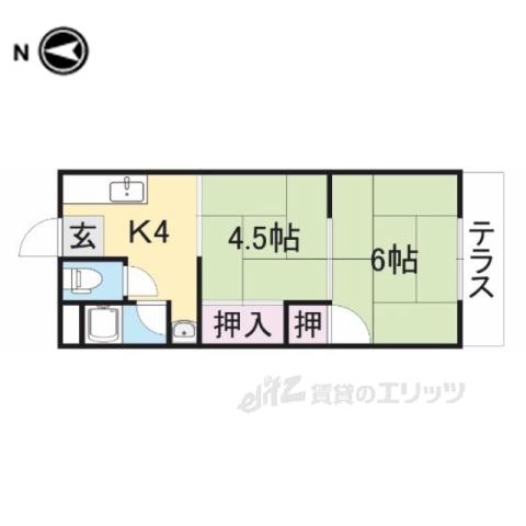 ユニメント(2K/2階)の間取り写真