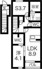 C.COURT(1SLDK/2階)の間取り写真