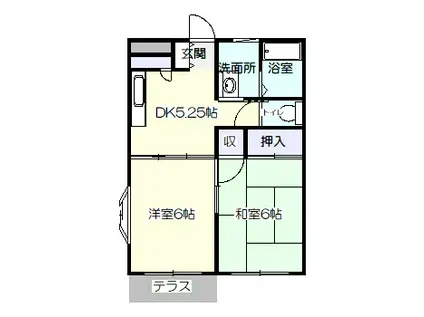 レジデンスキクチA(2DK/1階)の間取り写真