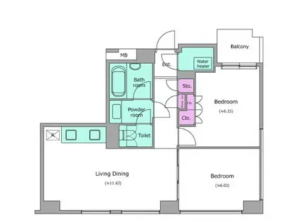 レジディアタワー乃木坂(2LDK/13階)の間取り写真