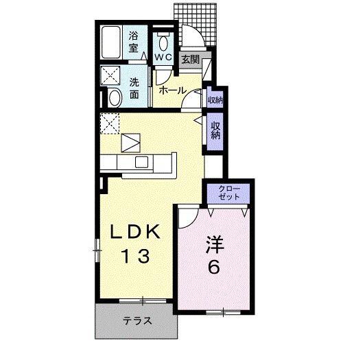 フランI(1LDK/1階)の間取り写真