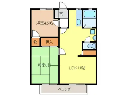 サンライズ A棟(2LDK/2階)の間取り写真