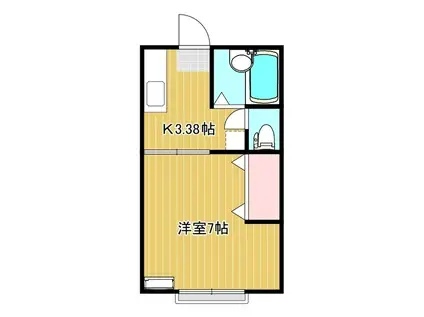 サンフラワーB棟(1K/2階)の間取り写真