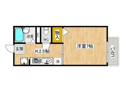 メゾンドアヴニール(ワンルーム/4階)の間取り写真