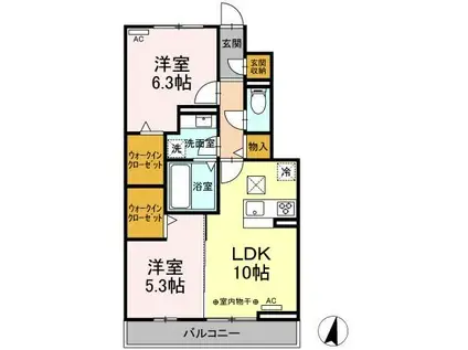 D-ROOM能島(2LDK/1階)の間取り写真