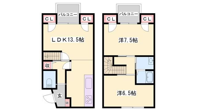 ビラージュ末広町(2LDK/1階)の間取り写真