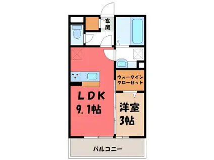 LA MAISON 本町(1LDK/2階)の間取り写真