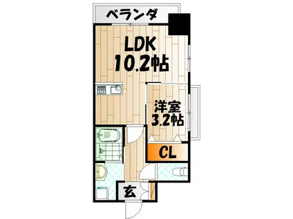 アンレーヴ門司駅前(1LDK/11階)の間取り写真