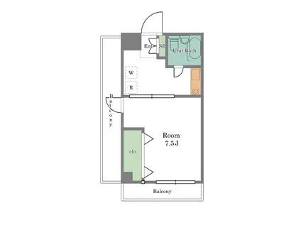 WOODVILLAGE旗の台(1K/3階)の間取り写真
