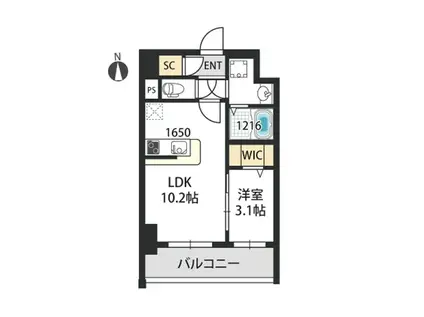 ベルンガーデン林寺(1LDK/7階)の間取り写真