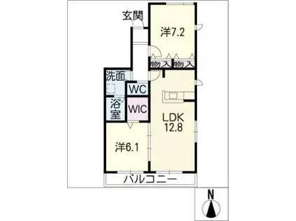 ヴィラ フレンド A棟(2LDK/1階)の間取り写真