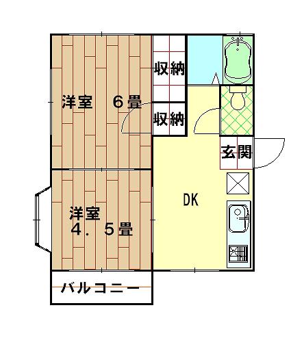 ル リアンB(2K/2階)の間取り写真
