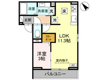 D-SERENO武蔵藤沢(1LDK/1階)の間取り写真