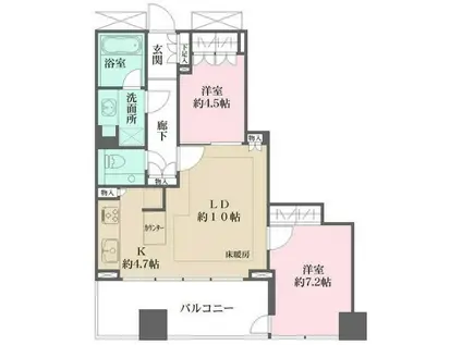 ナビューレ横浜タワーレジデンス(2LDK/5階)の間取り写真