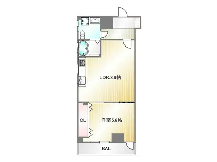 グランドシャトー板宿II(1LDK/2階)の間取り写真