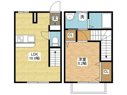 サンライズ滑石(1LDK/1階)の間取り写真