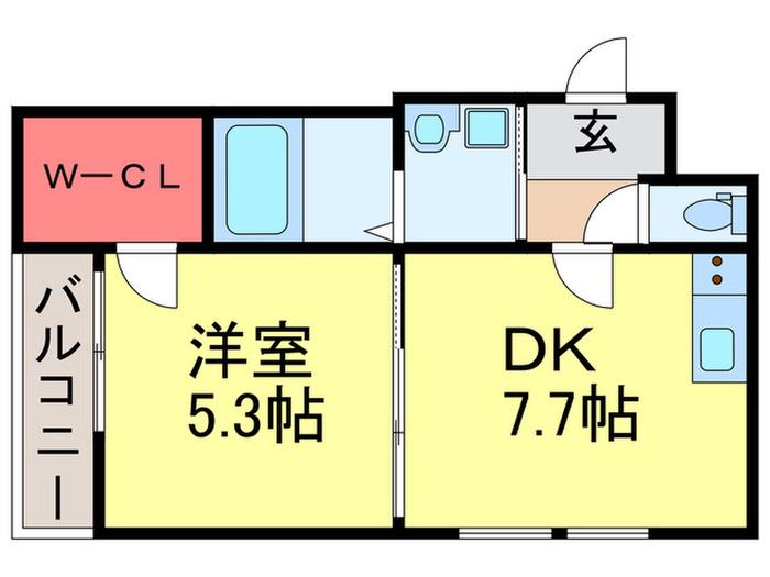 フジパレス平野西(1DK/1階)の間取り写真