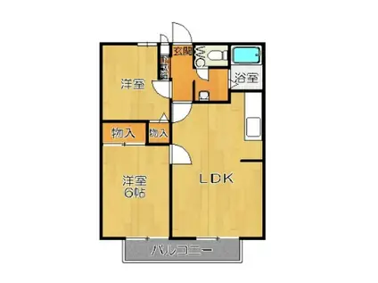 ビーライン浅野B(2LDK/2階)の間取り写真