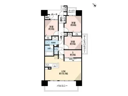 リコット東岡崎(3SLDK/9階)の間取り写真