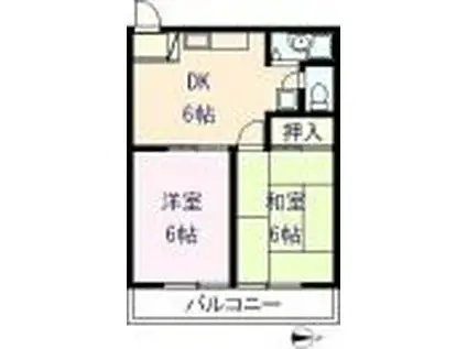 ハイツ出雲天神(2DK/2階)の間取り写真