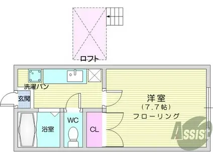 ホワイトキャッスル郡山ビレジA棟(1K/1階)の間取り写真