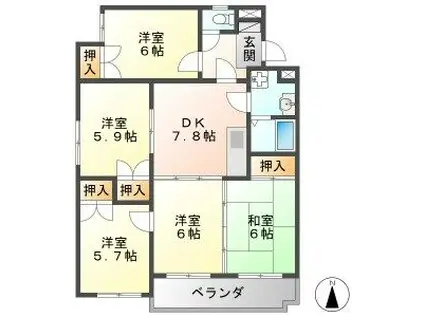 PALACE SHINO(5DK/3階)の間取り写真