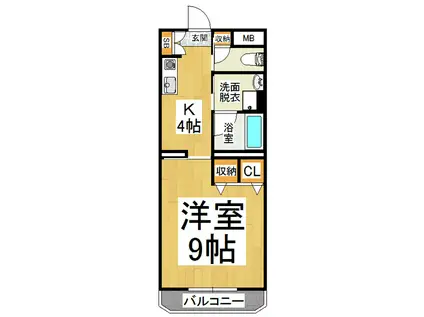 サンシルク21(1K/2階)の間取り写真