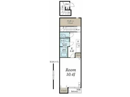 クレストVI(1K/2階)の間取り写真