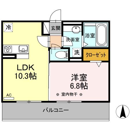 ＪＲ中央本線 勝川駅(ＪＲ) 徒歩12分 3階建 築7年(1LDK/1階)の間取り写真