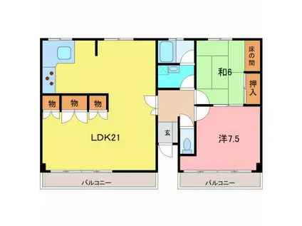 高志前ビル(2LDK/3階)の間取り写真