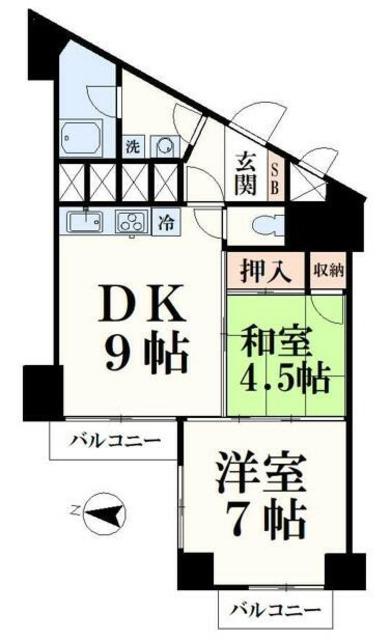 八王子はざま(2DK/10階)の間取り写真