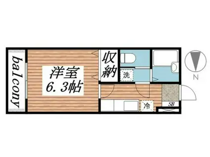 ピアコート(1K/1階)の間取り写真