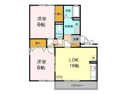 アムールコートAB(2LDK/2階)の間取り写真