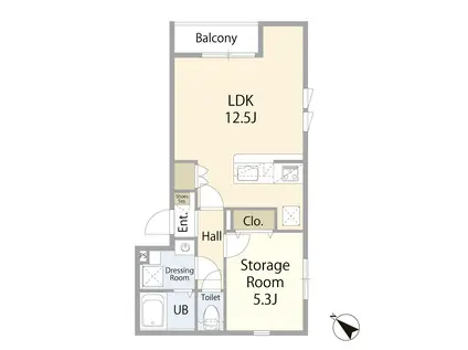 ルミエール松原(1LDK/2階)の間取り写真