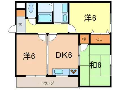 シャルマンコート西宮(3DK/4階)の間取り写真