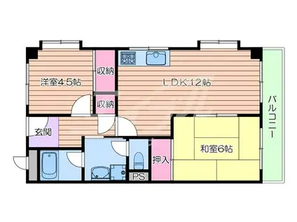 ロイヤル千里丘(2LDK/3階)の間取り写真