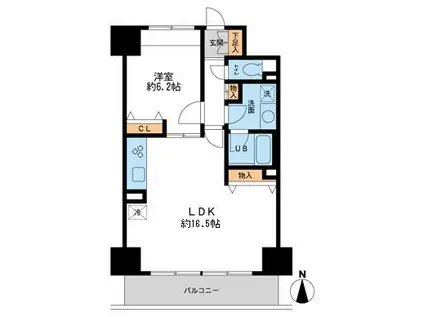 ウィルテラス千葉中央(1LDK/7階)の間取り写真