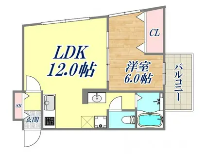 玉田第2ビル(1LDK/4階)の間取り写真