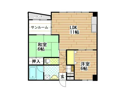 クリスタルガーデン(2LDK/2階)の間取り写真