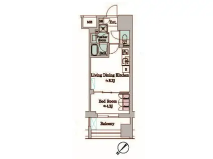 BRILLIA IST 墨田曳舟(1LDK/6階)の間取り写真